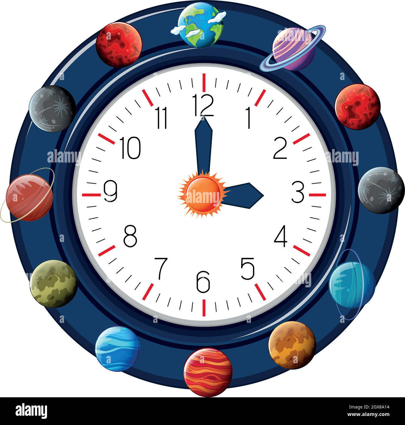 orologio a tema fun planet Illustrazione Vettoriale