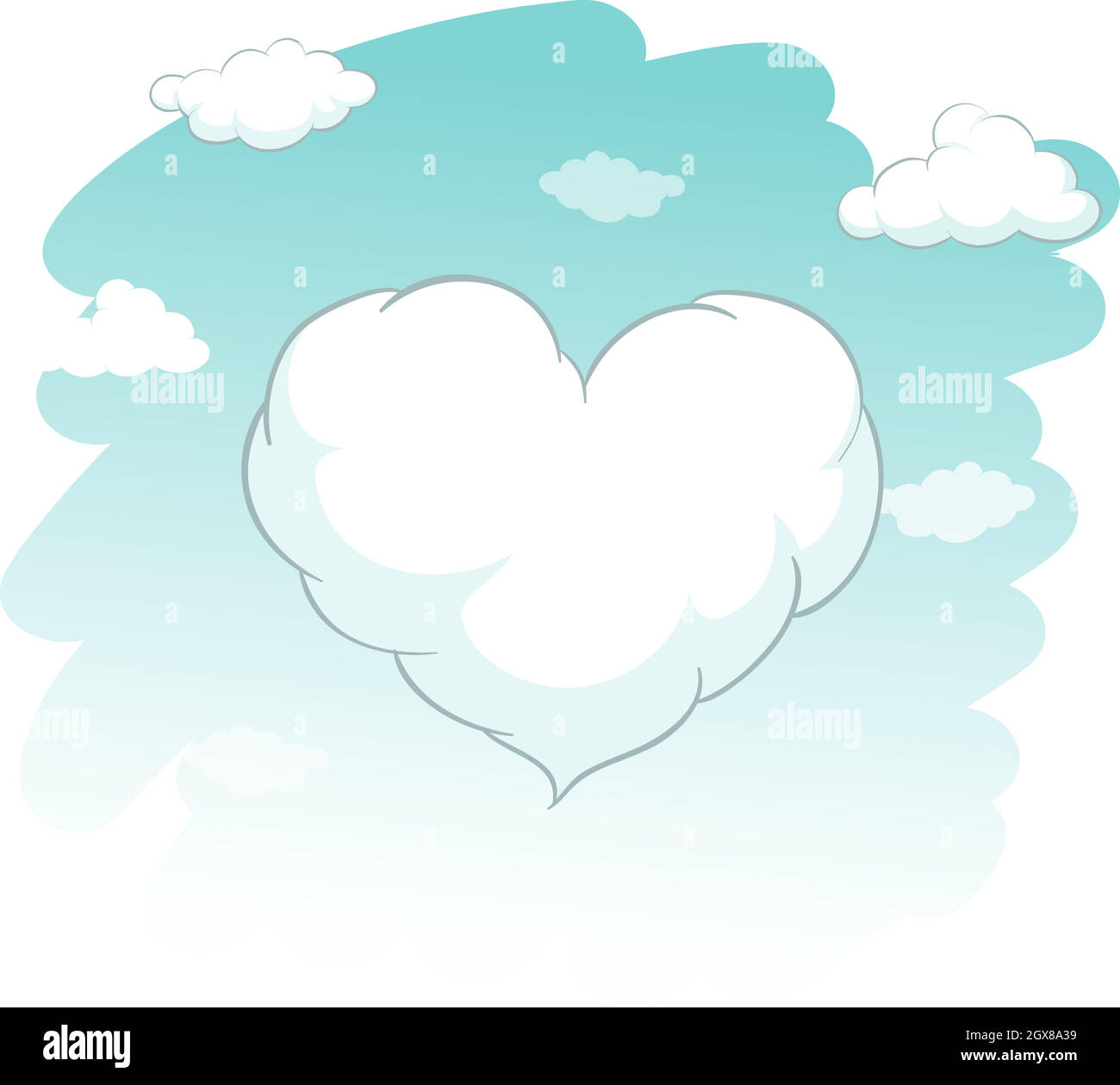 Il cuore forma la nuvola nel cielo Illustrazione Vettoriale