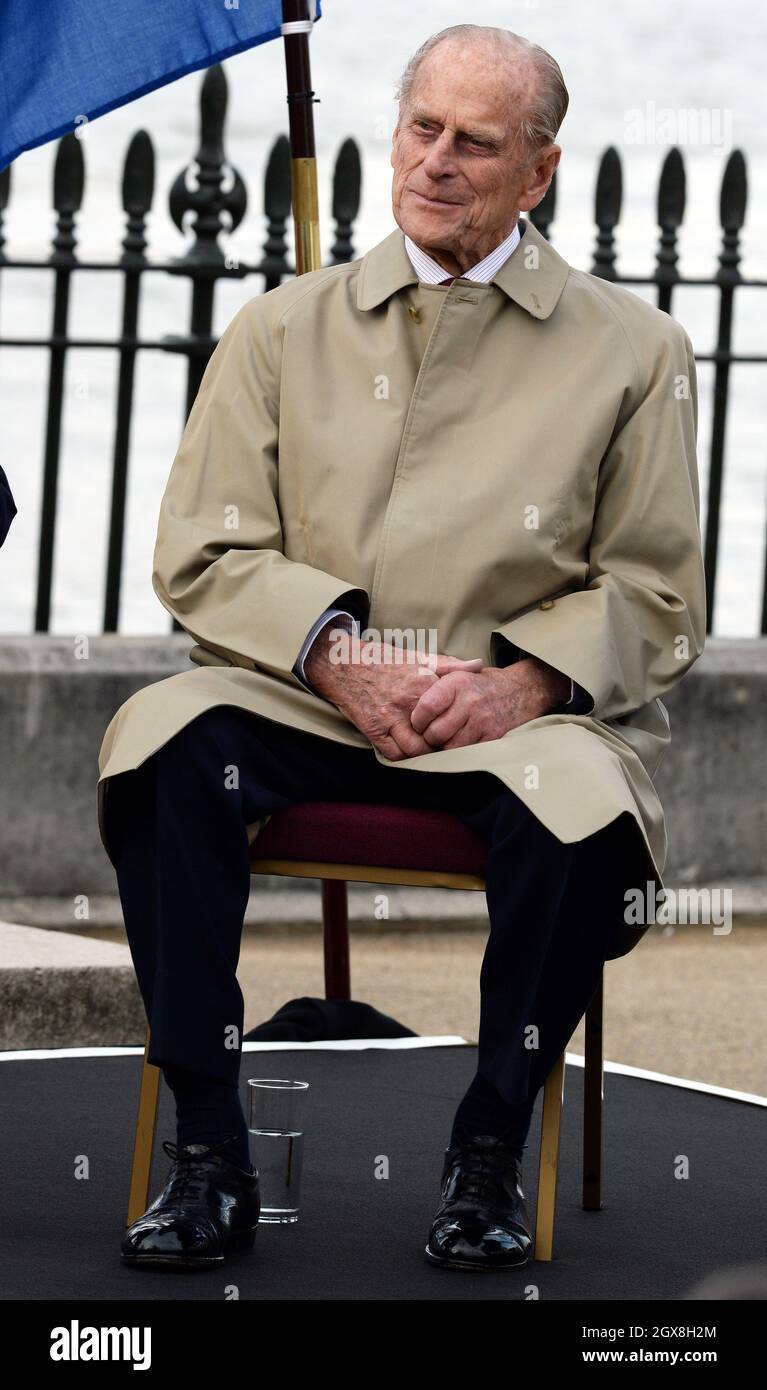 Il Principe Filippo, Duca di Edimburgo, partecipa alla cerimonia di ridenominazione della nave Clipper "la Città di Adelaide" presso l'Old Royal Naval College di Greenwich. Foto Stock