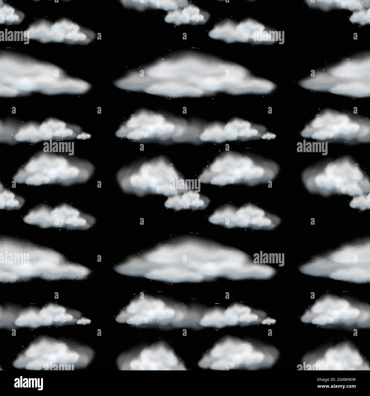 Sfondo senza cuciture con nuvole nel cielo nero Illustrazione Vettoriale