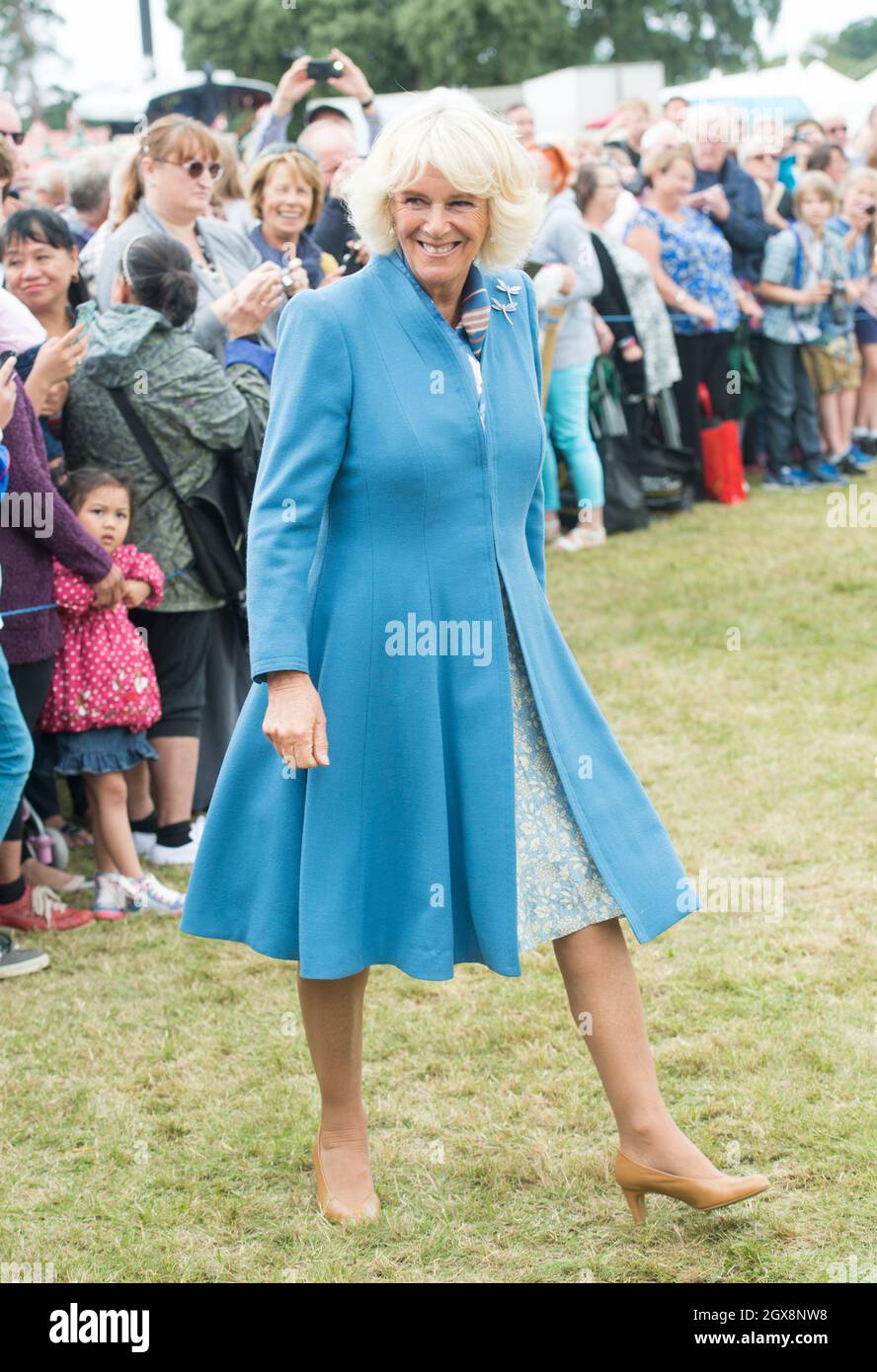 Camilla, Duchessa di Cornovaglia partecipa al Sandringham Flower Show il 29 luglio 2015. Foto Stock