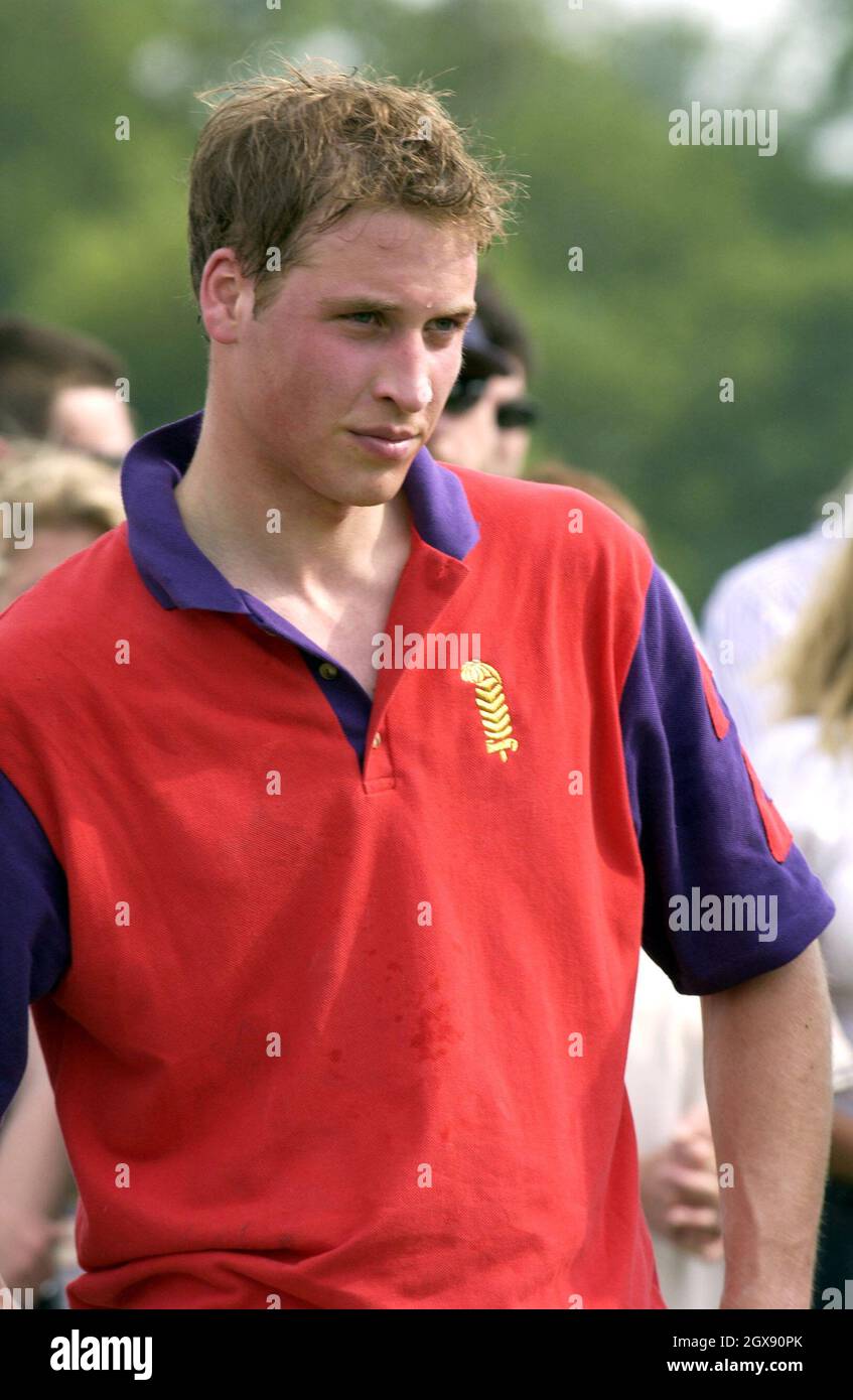 Il principe William gioca a Polo a Cirencester, Gloucestershire. Mezza lunghezza. Foto Stock