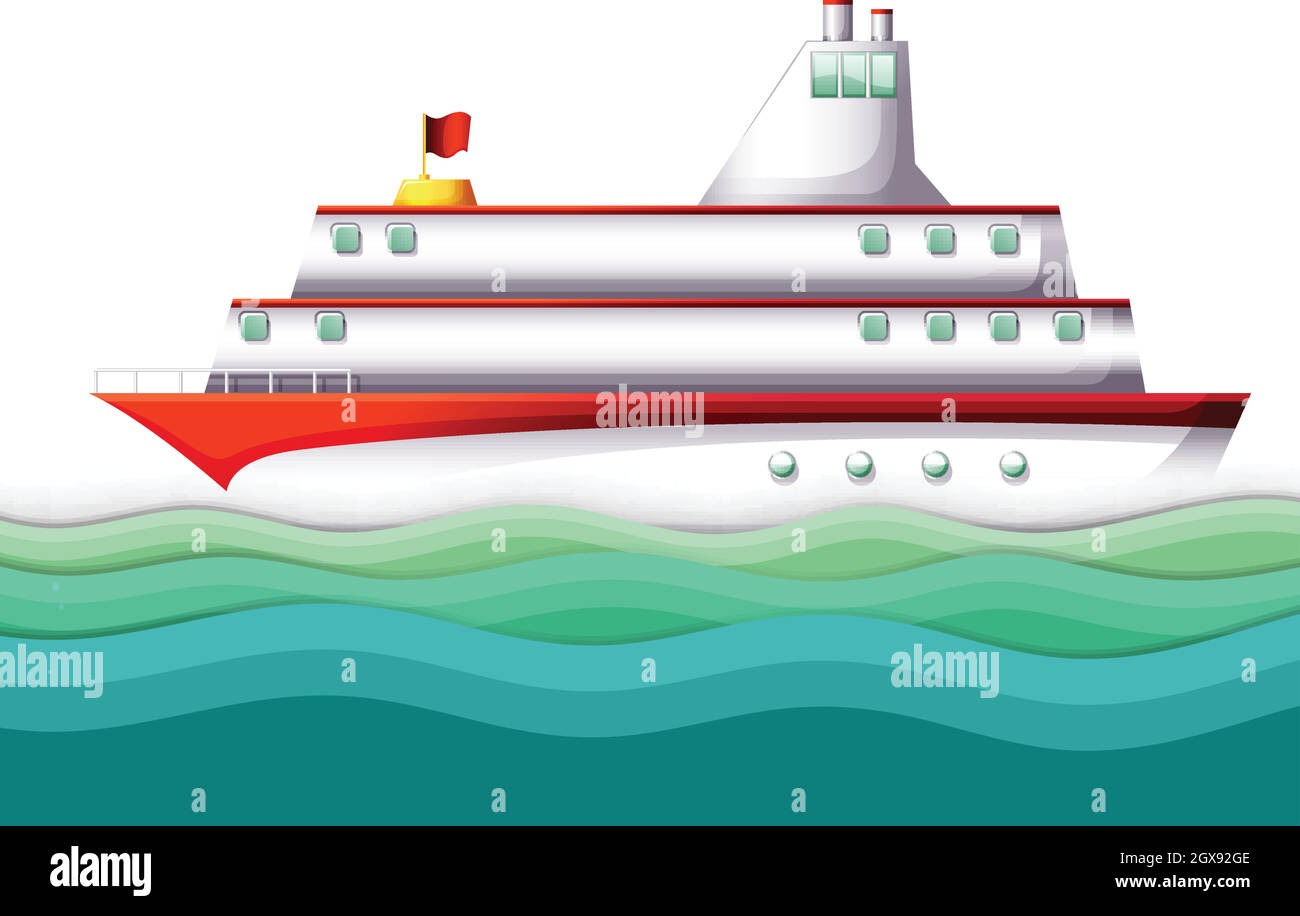 Una grande nave nell'oceano Illustrazione Vettoriale