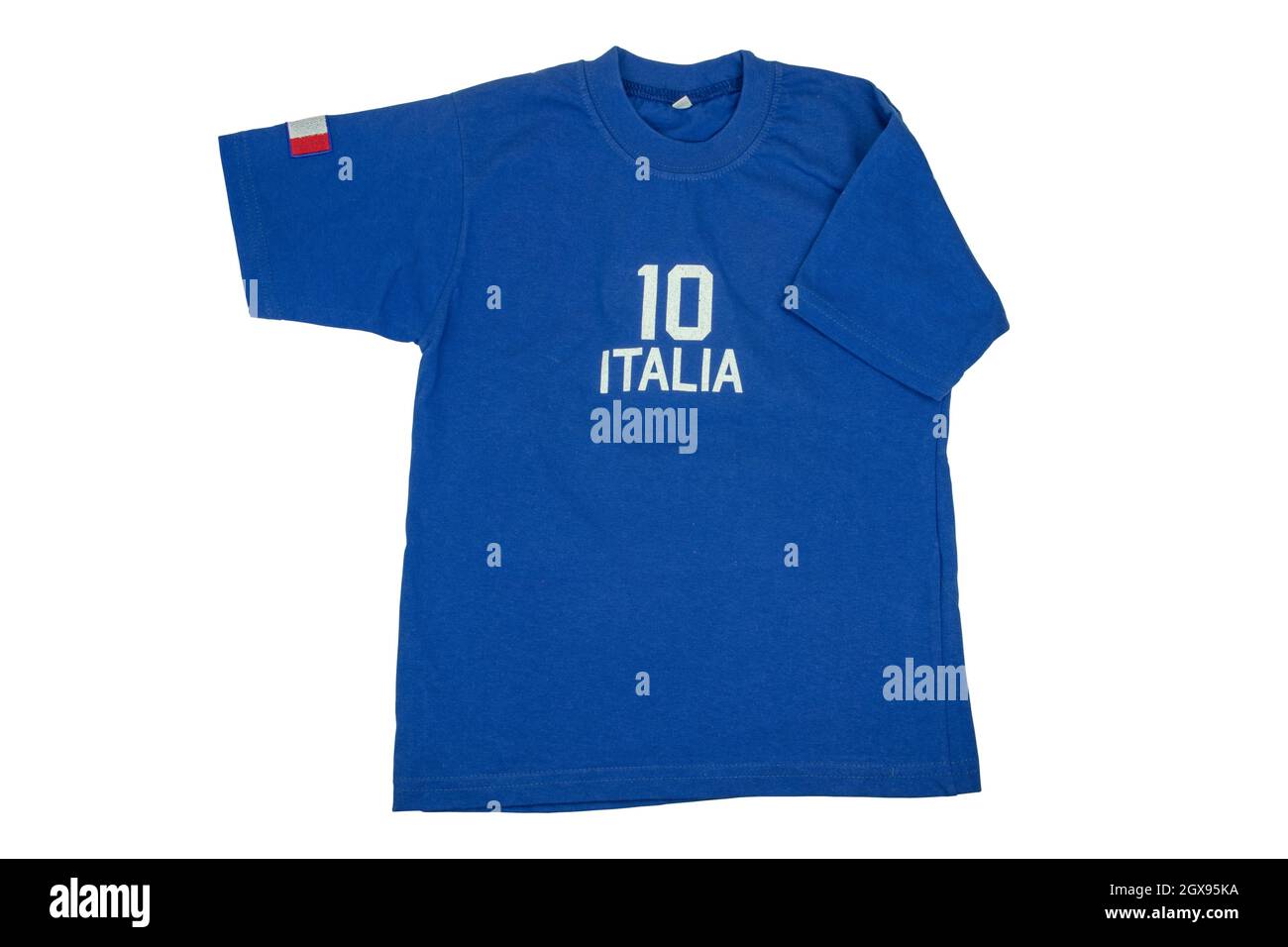 T-shirt blu per bambini. Maglia da calcio o polo con l'iscrizione italia e  il numero dieci isolato su sfondo bianco. Estate moda bambini. Ritaglio  Foto stock - Alamy