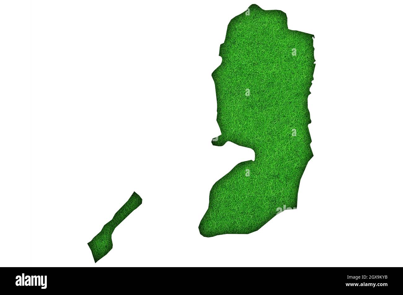Mappa della Palestina su feltro verde Foto Stock