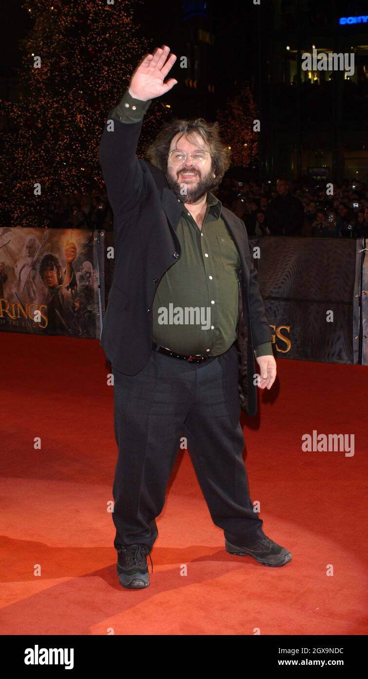 Peter Jackson alla Premiere europea di 'Signore degli anelli - il ritorno del re' al Sony Centre, Potsdamer Platz, Berlino. Foto Stock