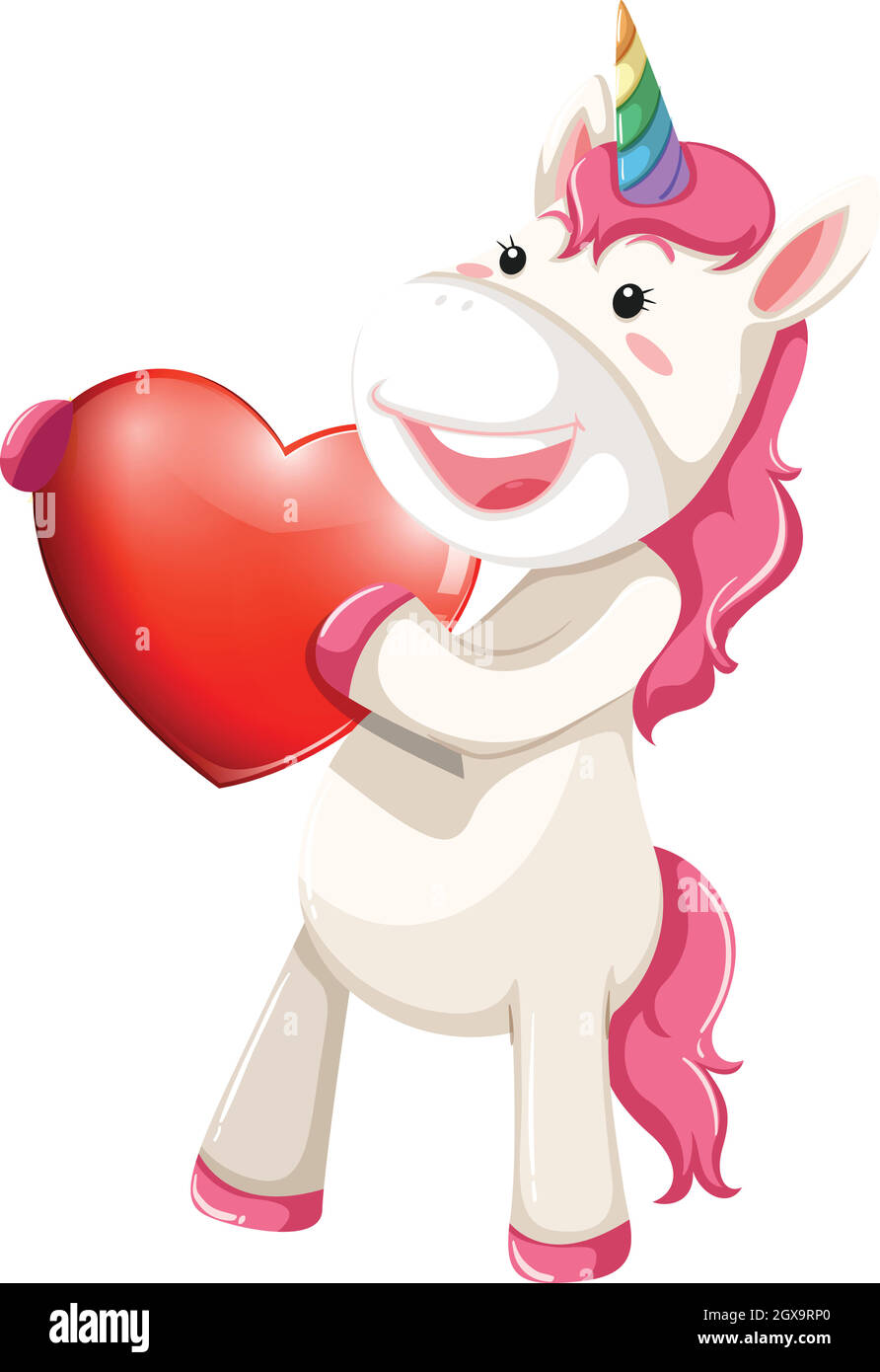 Personaggio Unicorn con cuore Illustrazione Vettoriale