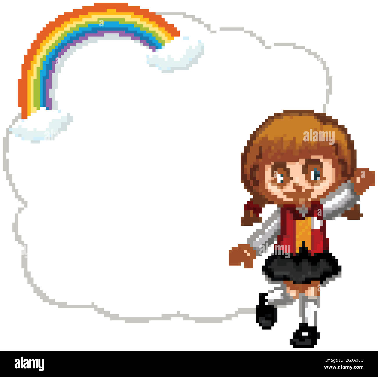 Ragazza felice e cornice cloud Illustrazione Vettoriale
