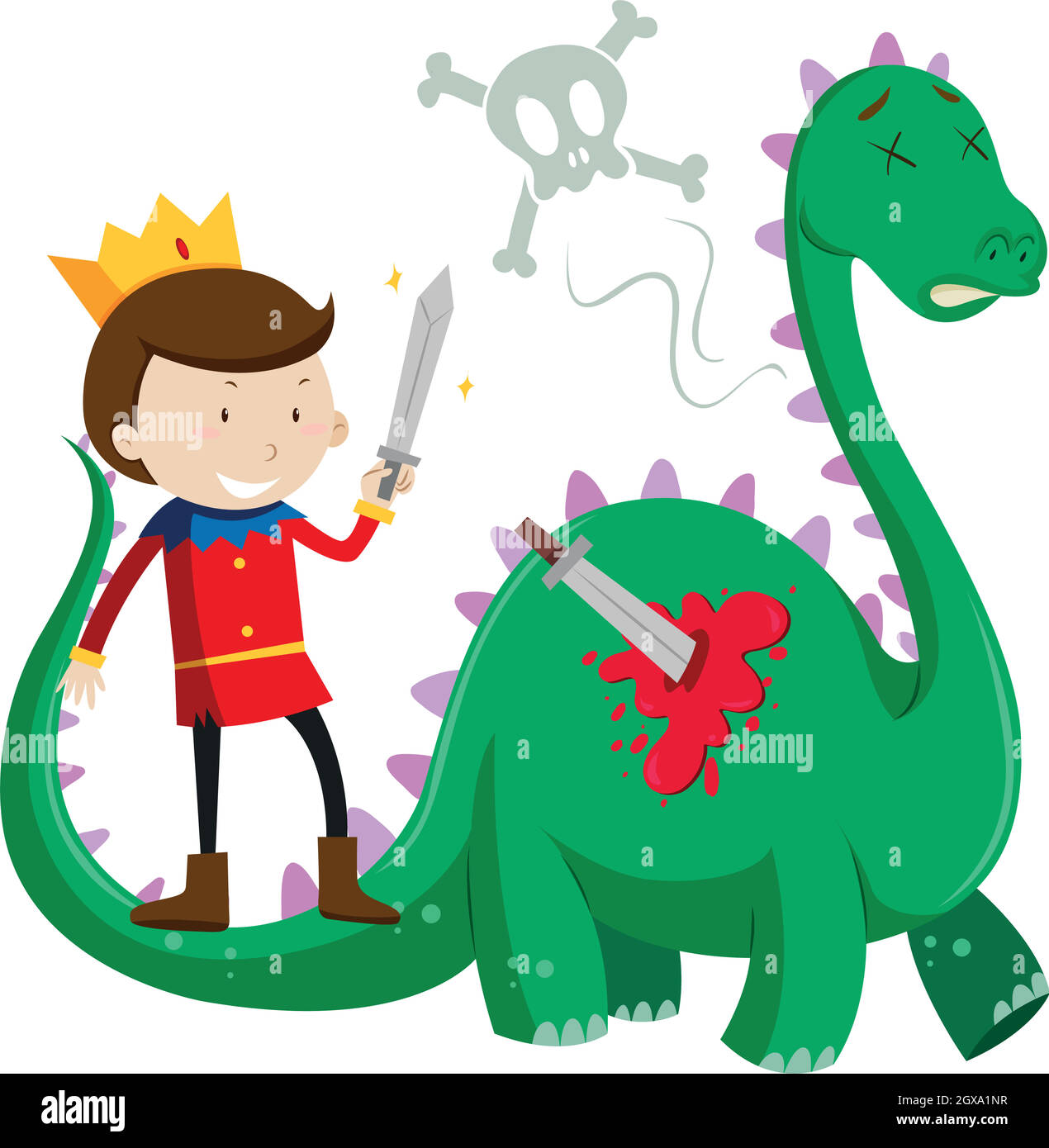 Principe uccidendo drago verde Illustrazione Vettoriale