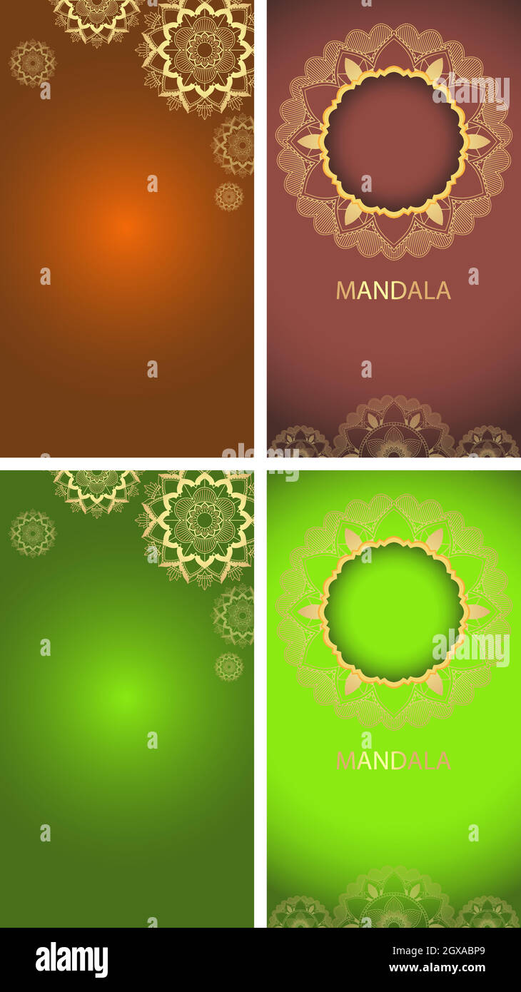 Modello di sfondo con disegni mandala Illustrazione Vettoriale