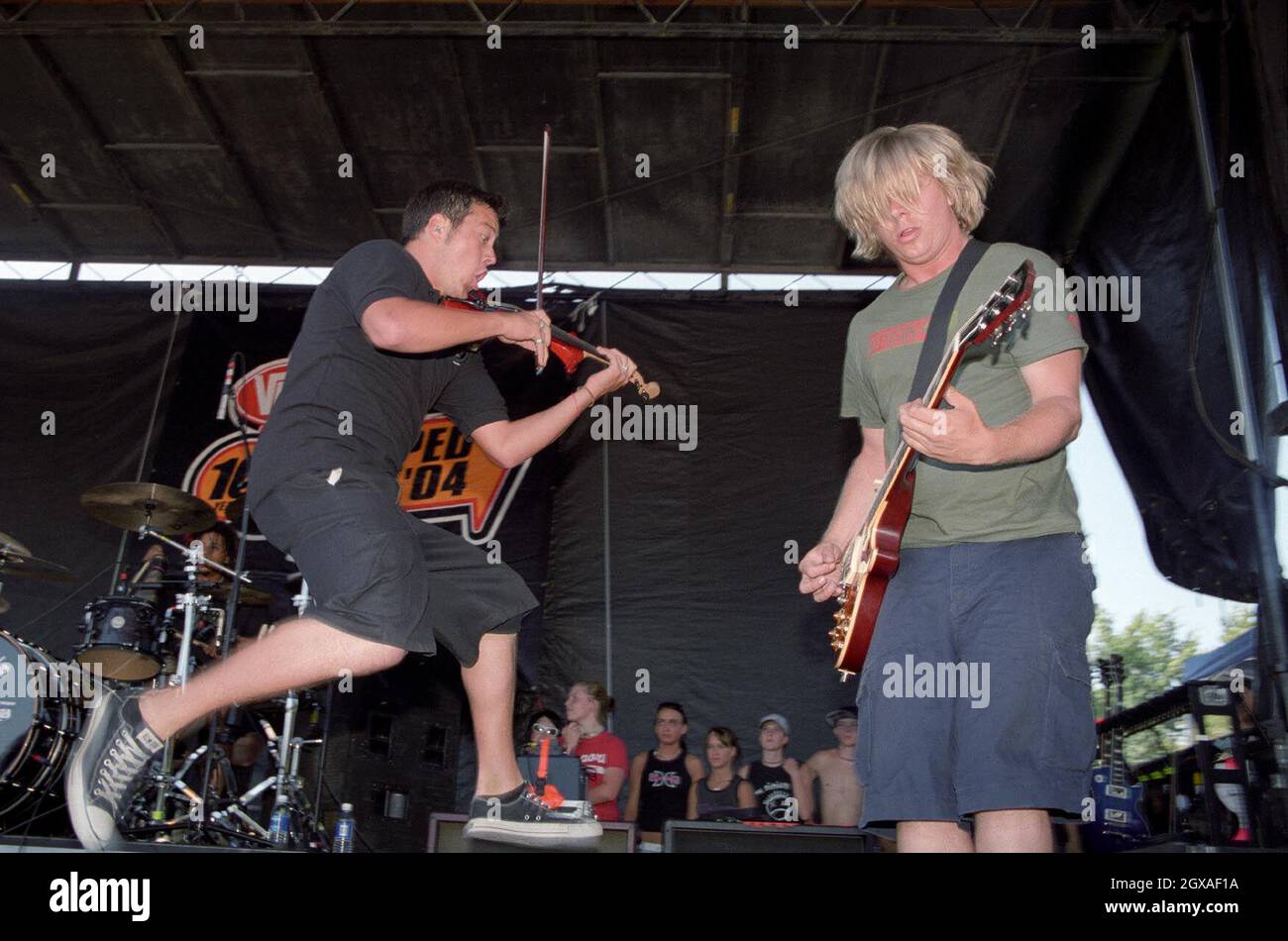 Yellowcard si esibirà come parte del Warped Tour al Thunderbird Stadium di Vancouver, Canada. Foto Stock