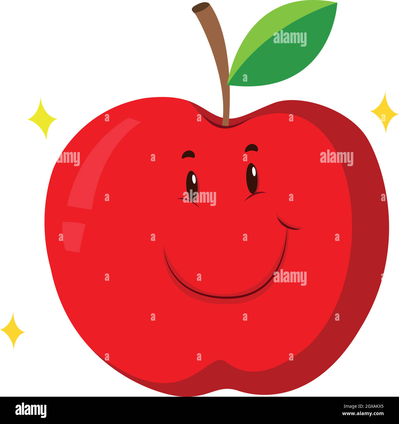 Mela rossa con volto felice Illustrazione Vettoriale