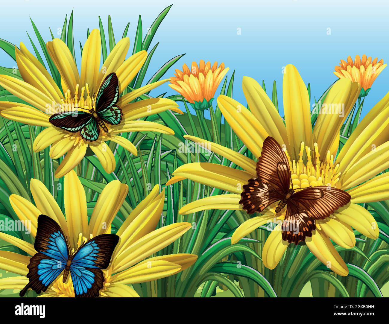 Le farfalle in giardino Illustrazione Vettoriale