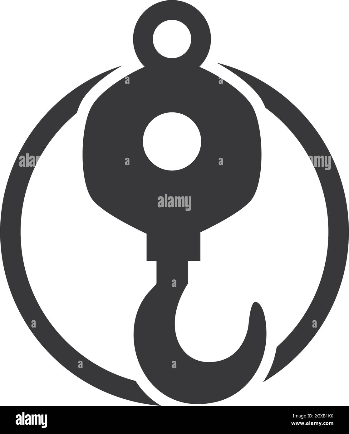 Modello vettoriale logo gancio gru Illustrazione Vettoriale