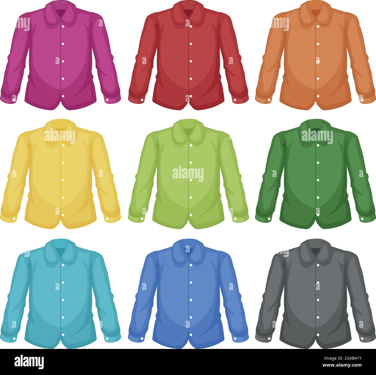 Set di camicie da colletto colorate Illustrazione Vettoriale