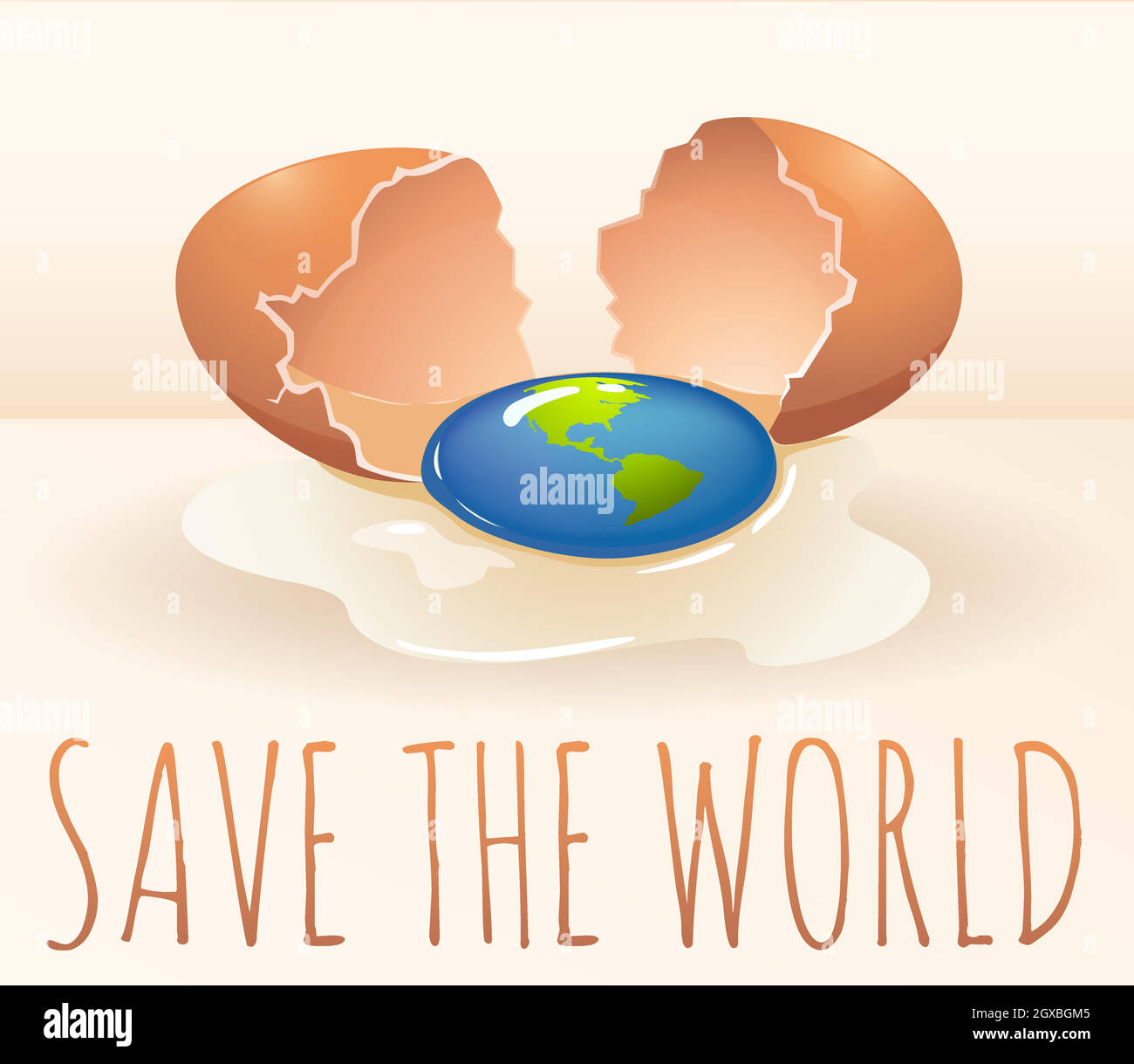 Salvare il poster del mondo con l'uovo di rottura Illustrazione Vettoriale
