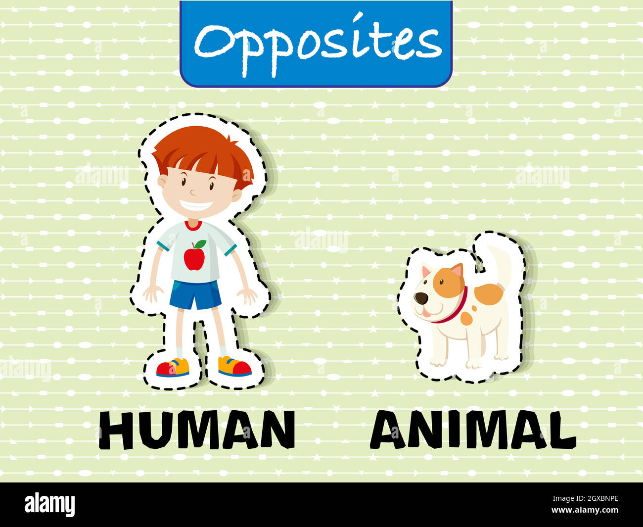 Illustrazione di flashcard di istruzione di parola opposta Illustrazione Vettoriale
