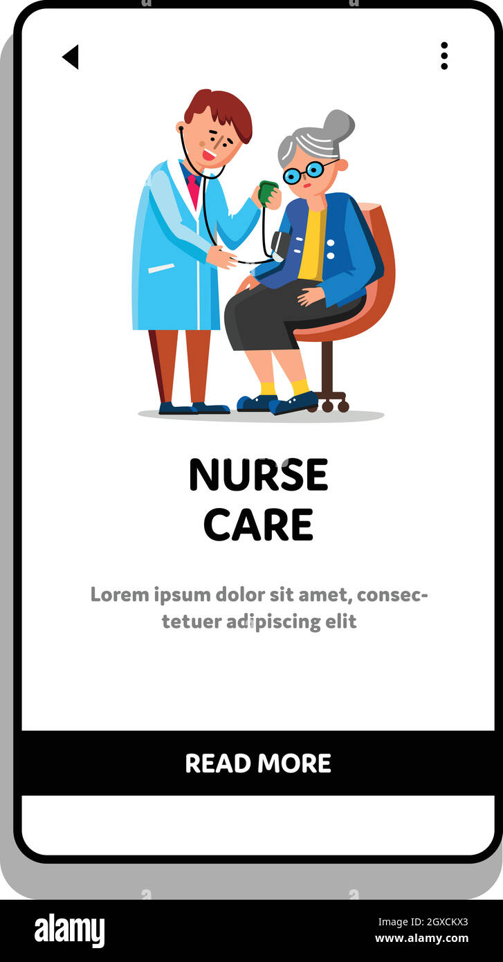 Assistenza infermieristica Salute Vecchia Donna pressione sanguigna vettore Illustrazione Vettoriale