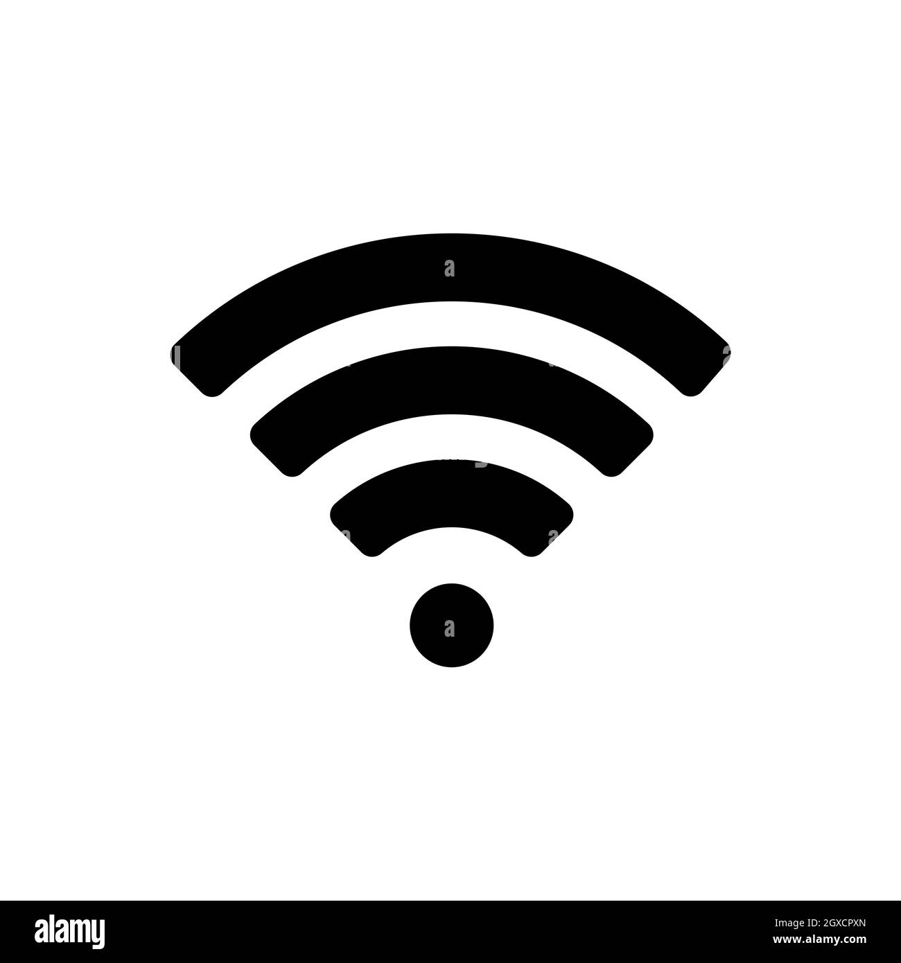 Icona del glifo vettoriale piatto della rete wireless Wi Fi. Simbolo grafico per la progettazione di siti Web e applicazioni per le telecomunicazioni, logo, app, interfaccia utente Foto Stock