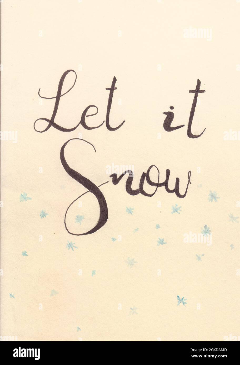 Let it snow Christmas calligraphy manoscritte spazzola moderna lettera disegnati a mano gli elementi di design. Foto Stock