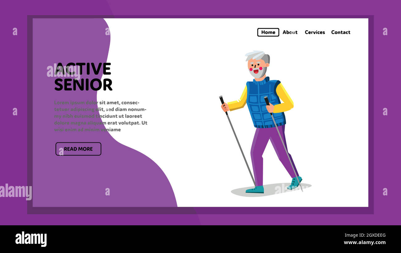 Active Senior con sport Fitness Time Vector Illustrazione Vettoriale