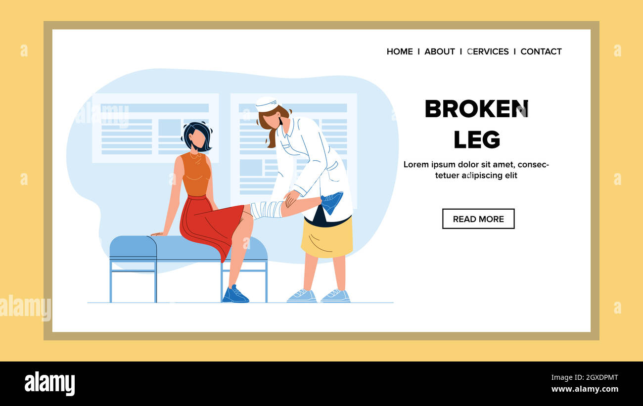 Trattamento delle gambe rotto in Medical Cabinet Vector Illustrazione Vettoriale