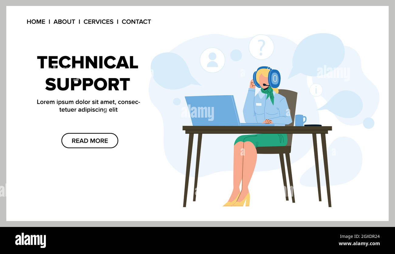 Supporto tecnico Call Center Operator Vector Illustrazione Vettoriale