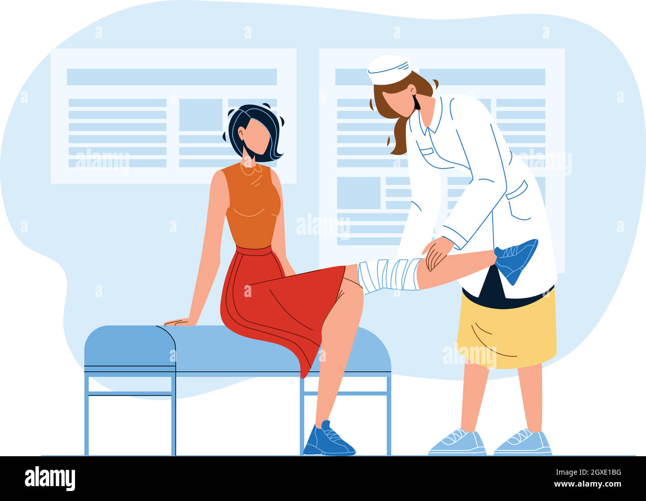 Medico che dà fisioterapia all'illustrazione vettoriale del paziente Illustrazione Vettoriale