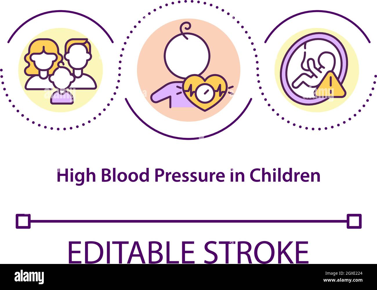 Alta pressione sanguigna nei bambini concetto icona Illustrazione Vettoriale