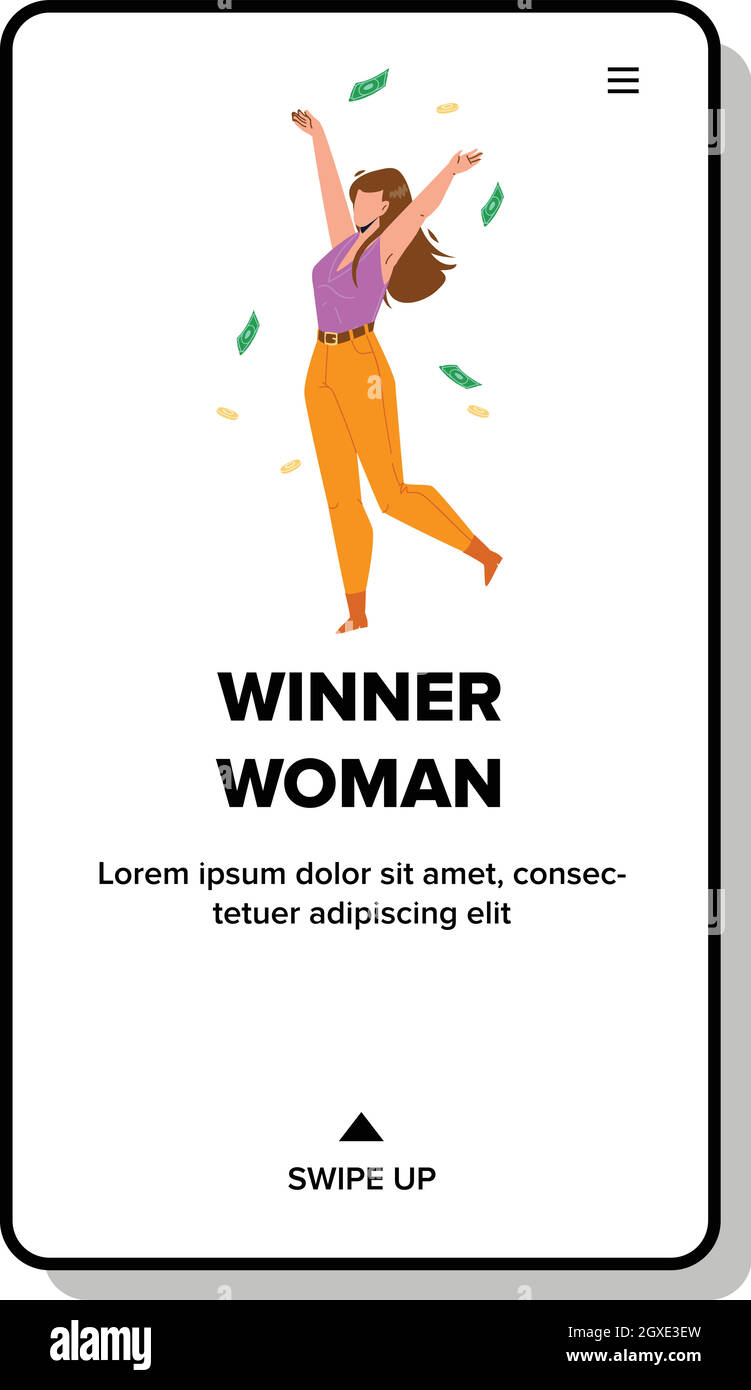 Il vincitore Woman Celebrate ha vinto il Money Prize Vector Illustrazione Vettoriale