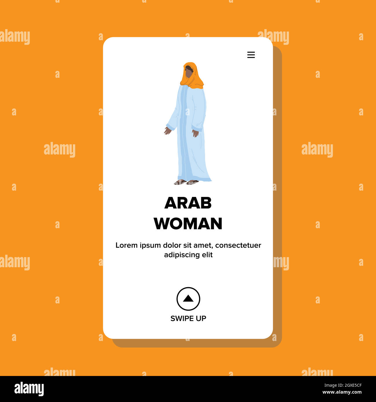 Donna araba indossando abiti culturali Hijab Vector Illustrazione Vettoriale