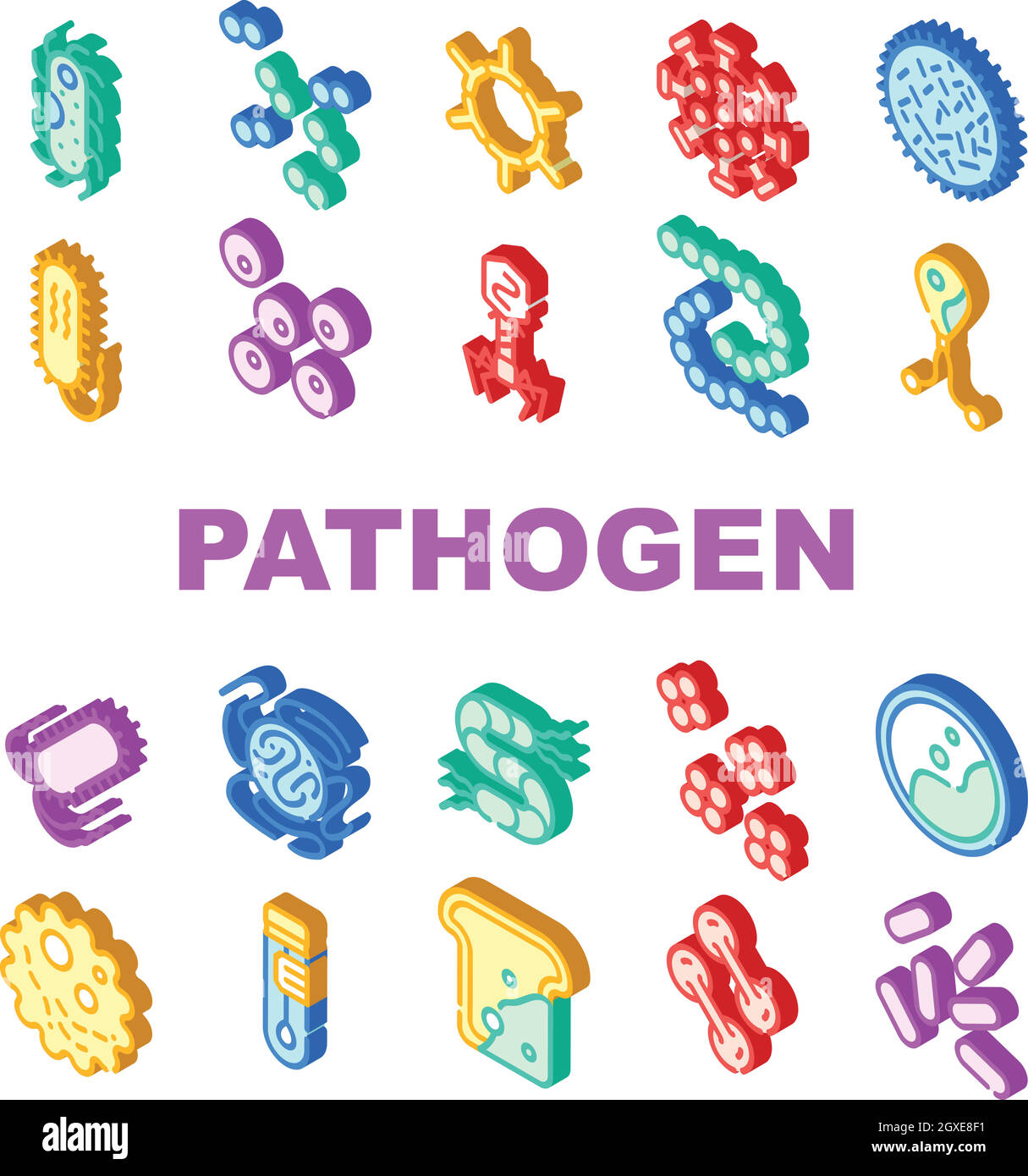 Virus patogeno raccolta icone Imposta vettore Illustrazione Vettoriale