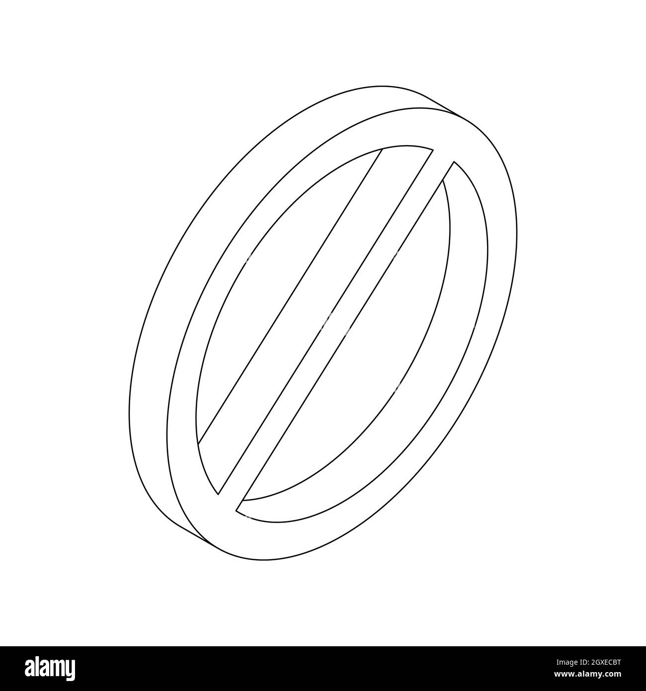 Icona del segno di divieto in stile 3D isometrico isolata su sfondo bianco Foto Stock