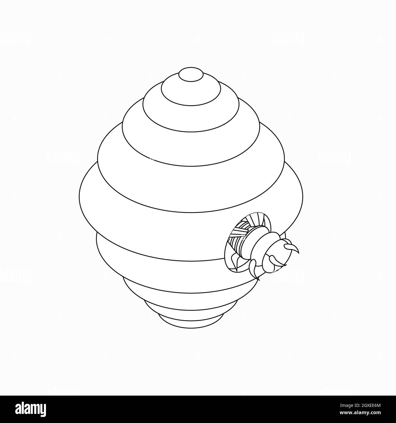 Alveare sospeso con icona ape in stile 3D isometrico isolato su sfondo bianco Foto Stock