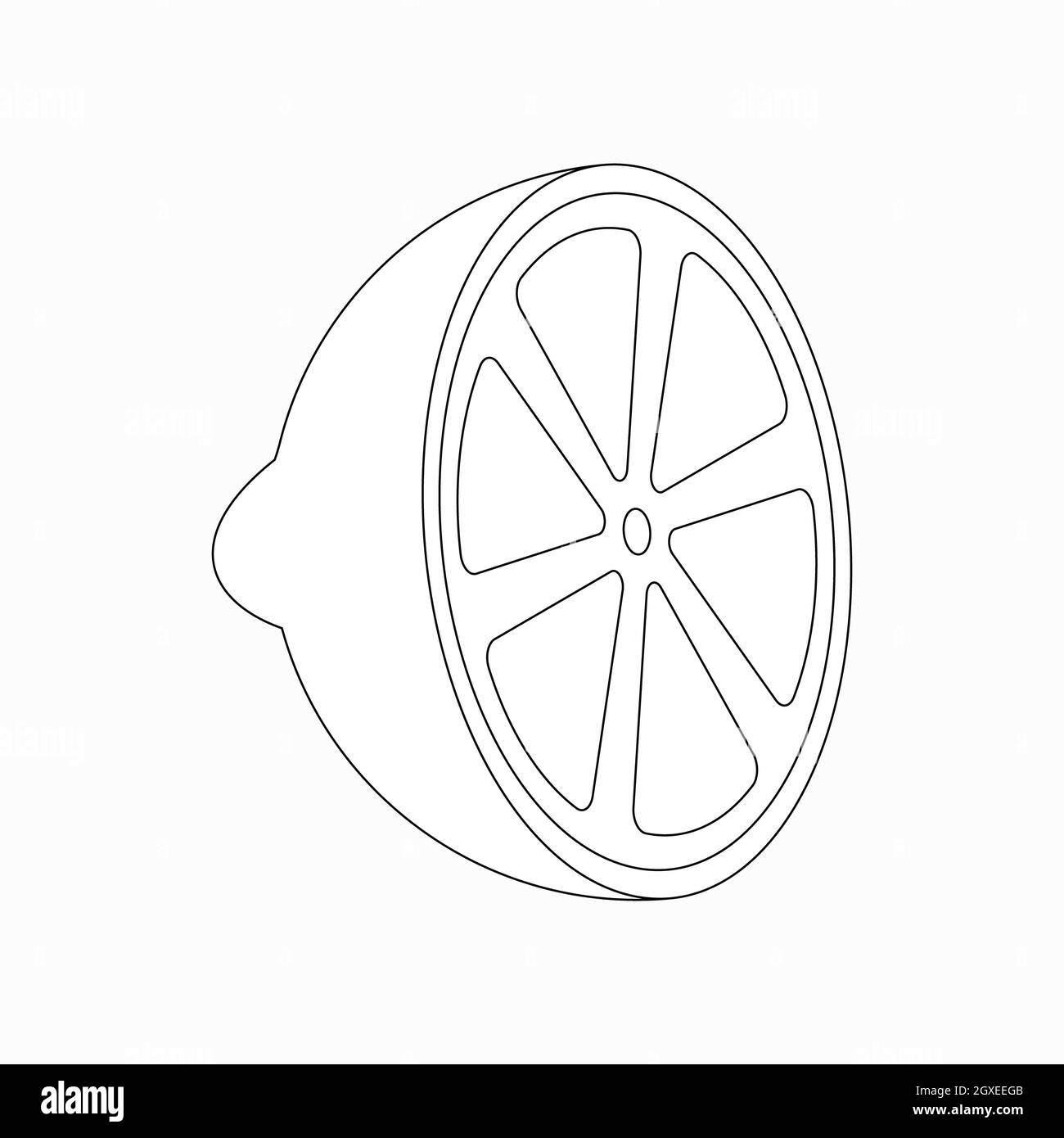 Icona a metà limone in stile 3D isometrico isolata su sfondo bianco Foto Stock