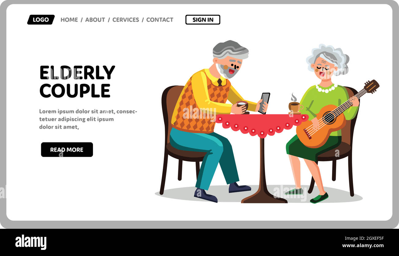 Figura vettoriale di una coppia anziana nonno e nonna Illustrazione Vettoriale