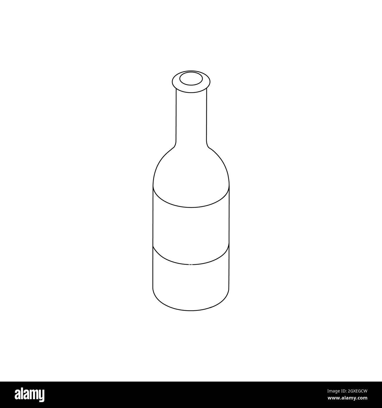 Icona della bottiglia di birra in stile 3D isometrico su sfondo bianco Foto Stock