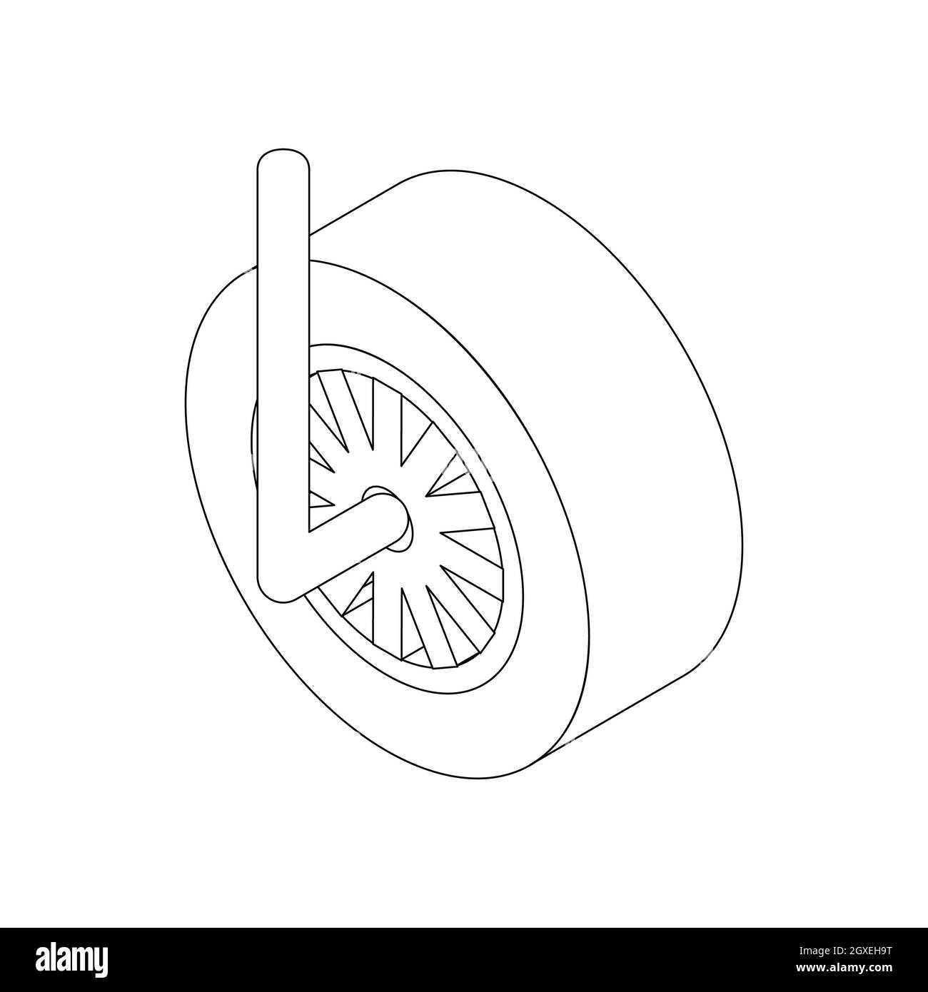 Ruota per auto da corsa icona in stile 3D isometrico isolato su sfondo bianco Foto Stock