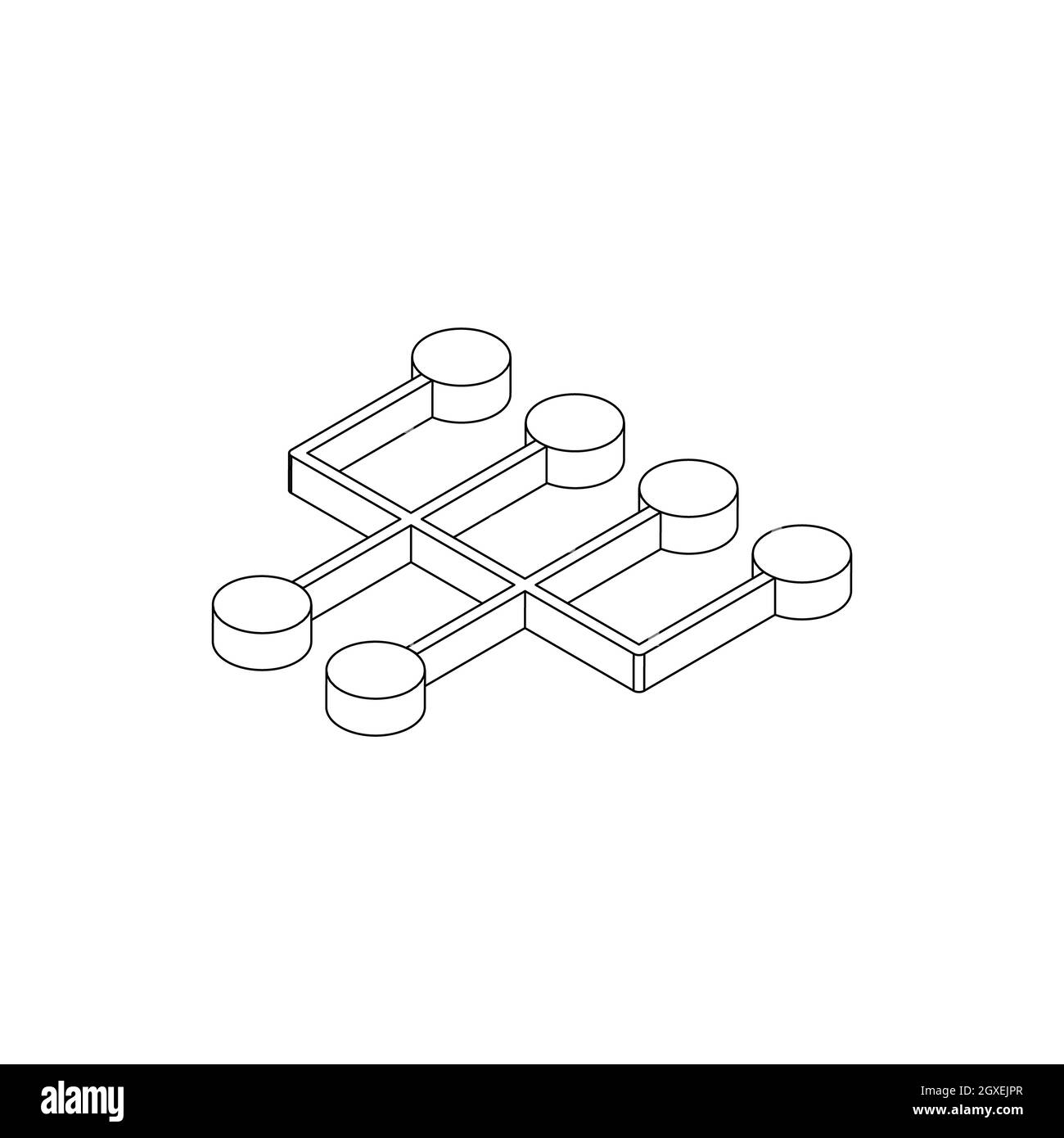 Icona di trasmissione in stile 3D isometrico isolata su sfondo bianco. Pulsanti cerchio Foto Stock