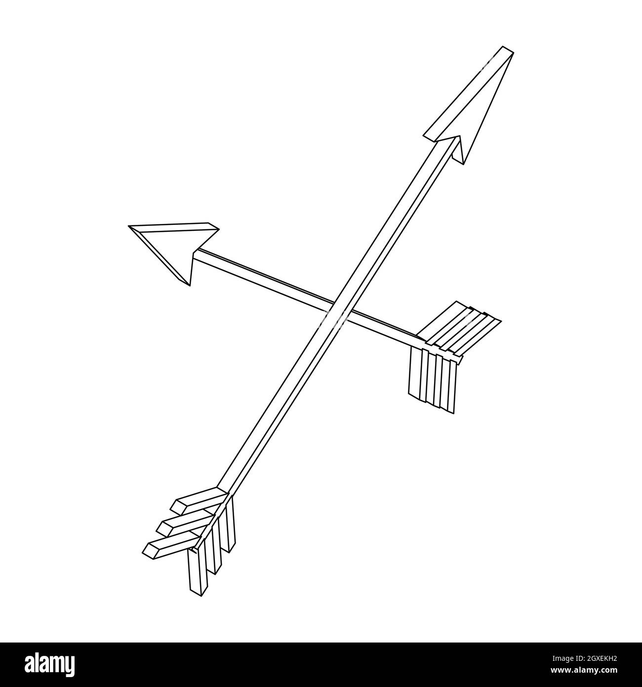 icona a due frecce incrociate in stile 3d isometrico isolata su sfondo bianco Foto Stock