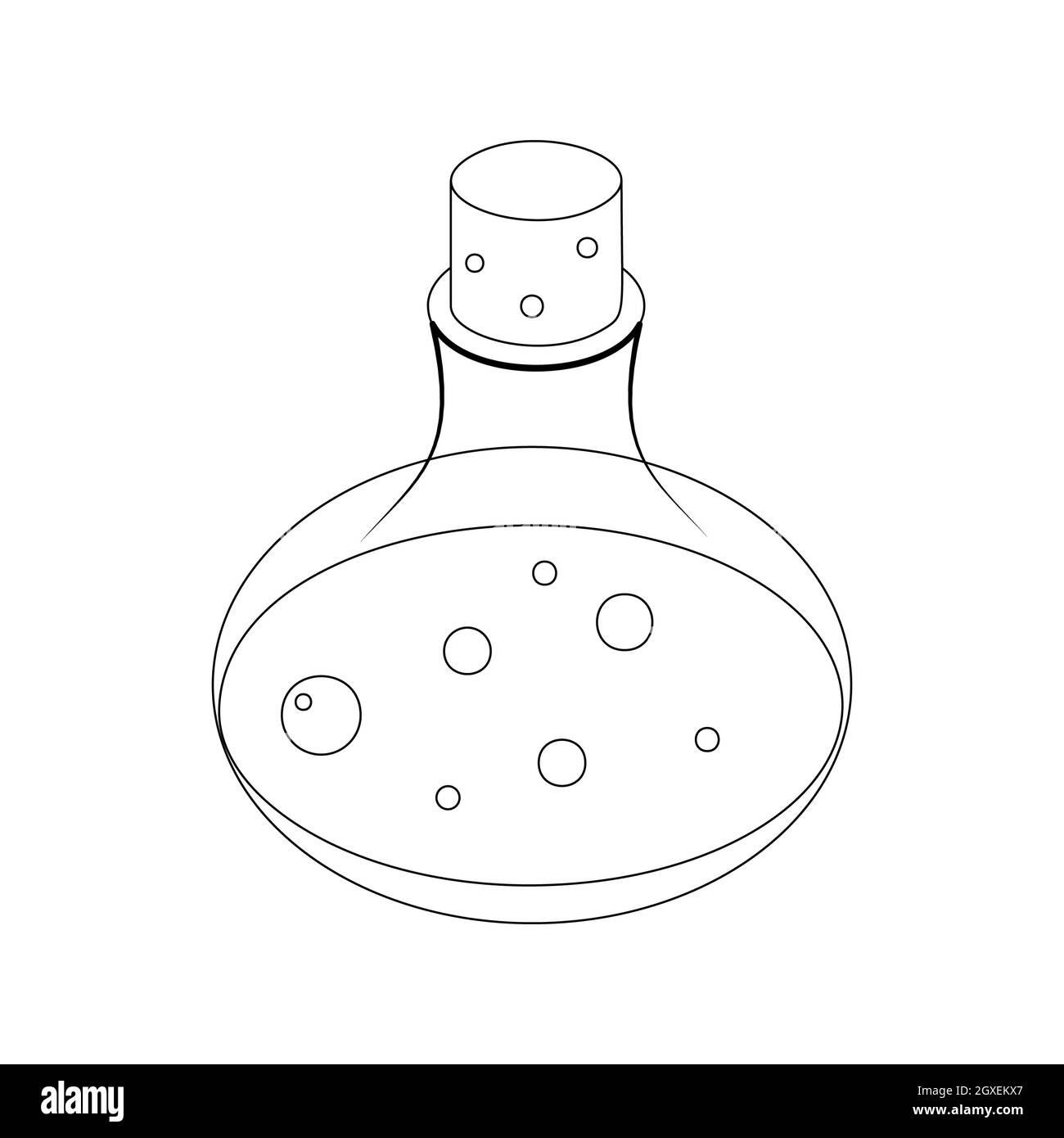 Fiasca con icona a pozione in stile 3D isometrico su sfondo bianco Foto Stock