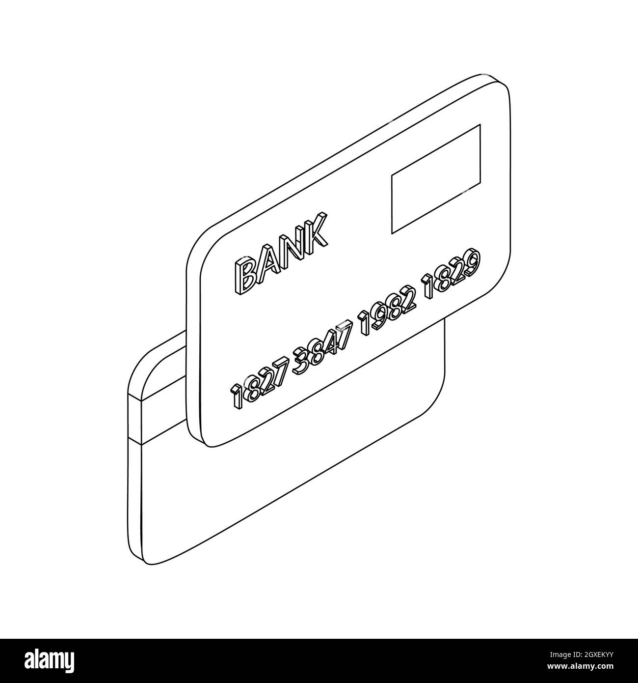 Icona della carta di credito in stile 3D isometrico isolata su sfondo bianco Foto Stock