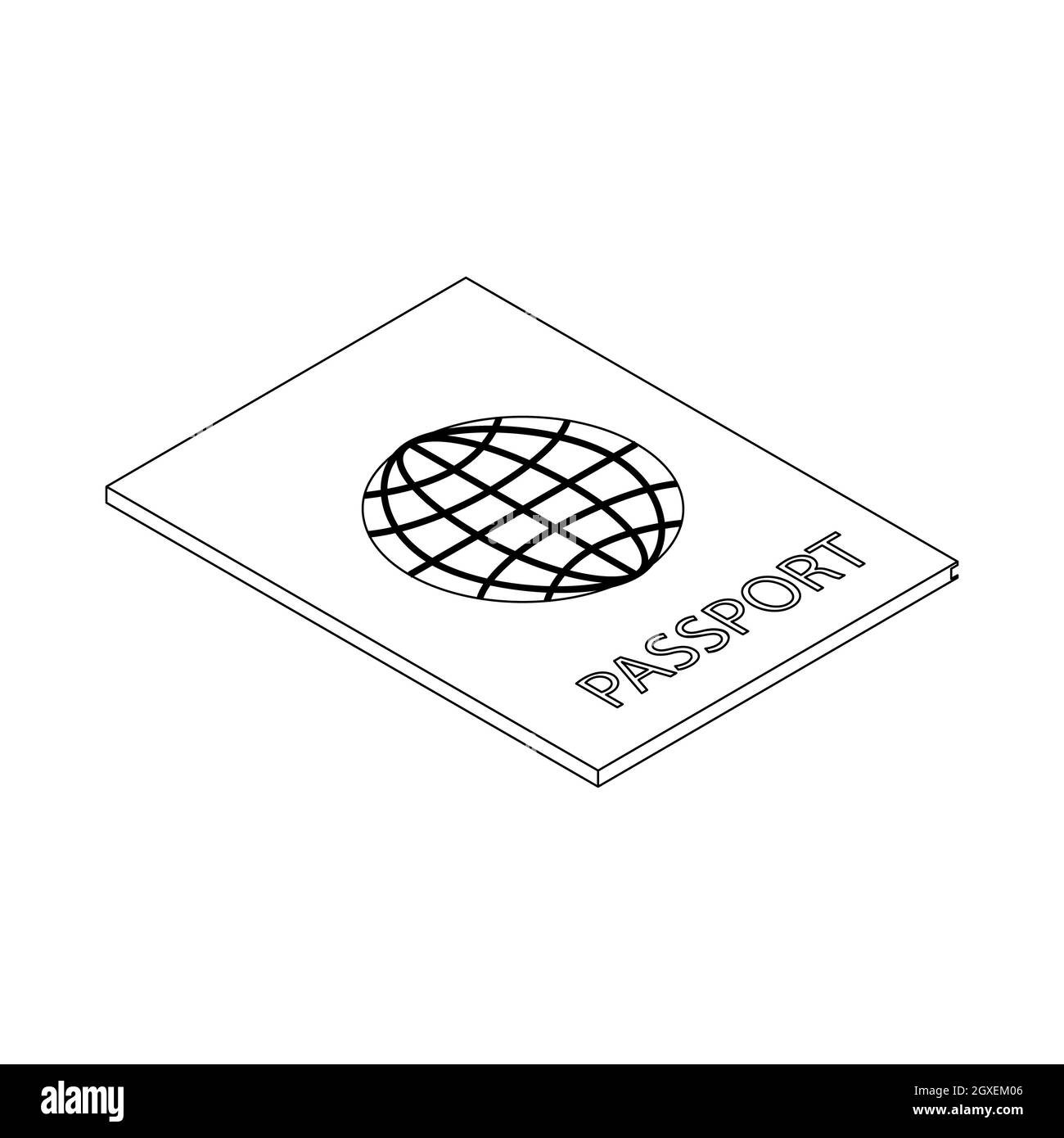 Icona Passport in stile 3D isometrico isolata su sfondo bianco Foto Stock