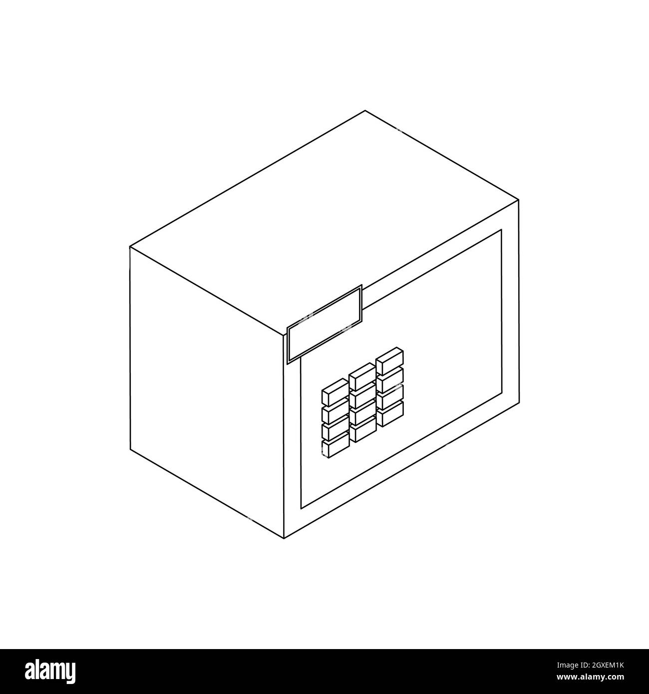 Icona di sicurezza in stile 3D isometrico isolata su sfondo bianco Foto Stock