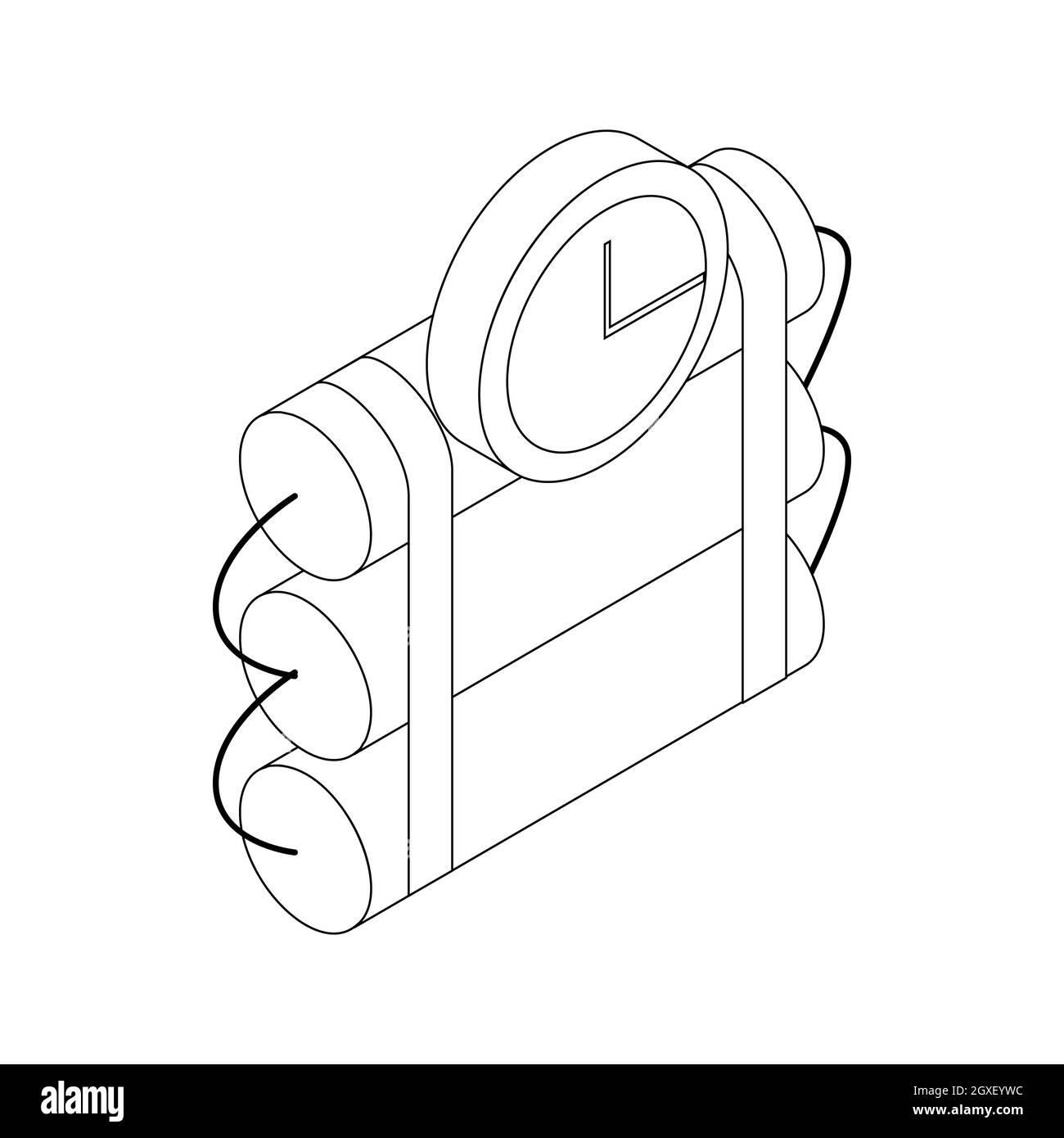 Bomba con orologio timer icona in stile isometrico 3d su sfondo bianco Foto Stock