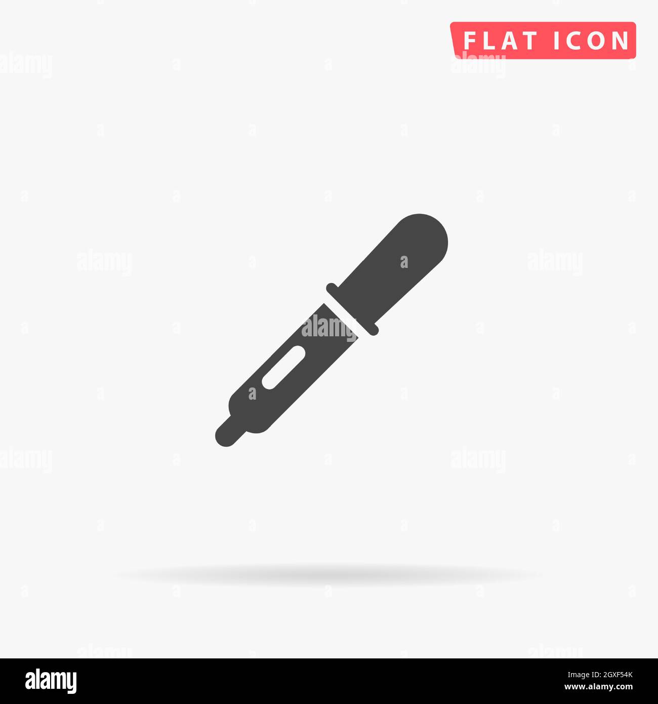 Icona del vettore piatto della pipetta. Illustrazioni di disegno di stile disegnate a mano. Illustrazione Vettoriale