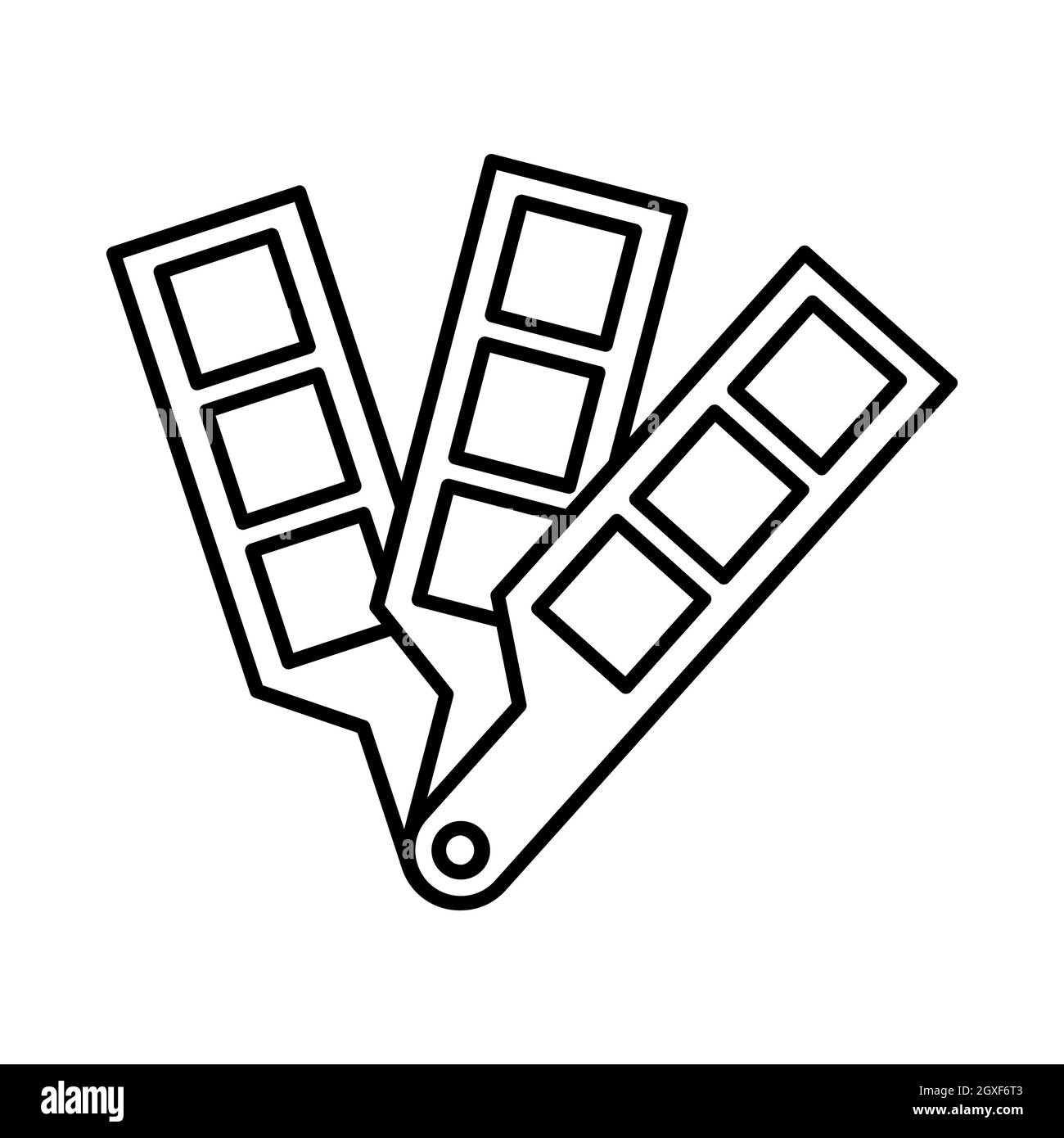 Icona della guida della tavolozza dei colori in stile contorno isolato su sfondo bianco Foto Stock