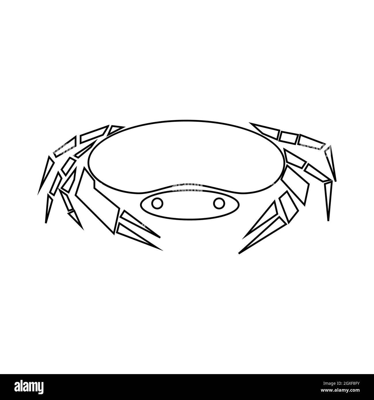 Icona di granchio in stile contorno isolato su sfondo bianco Foto Stock