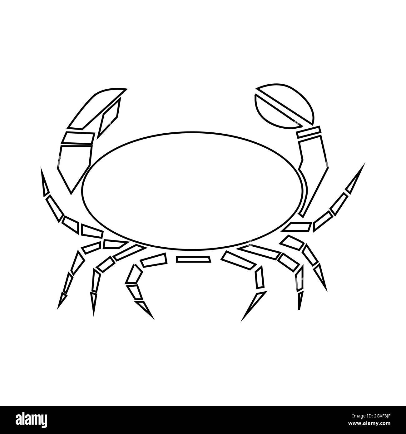 Icona di granchio in stile contorno isolato su sfondo bianco Foto Stock
