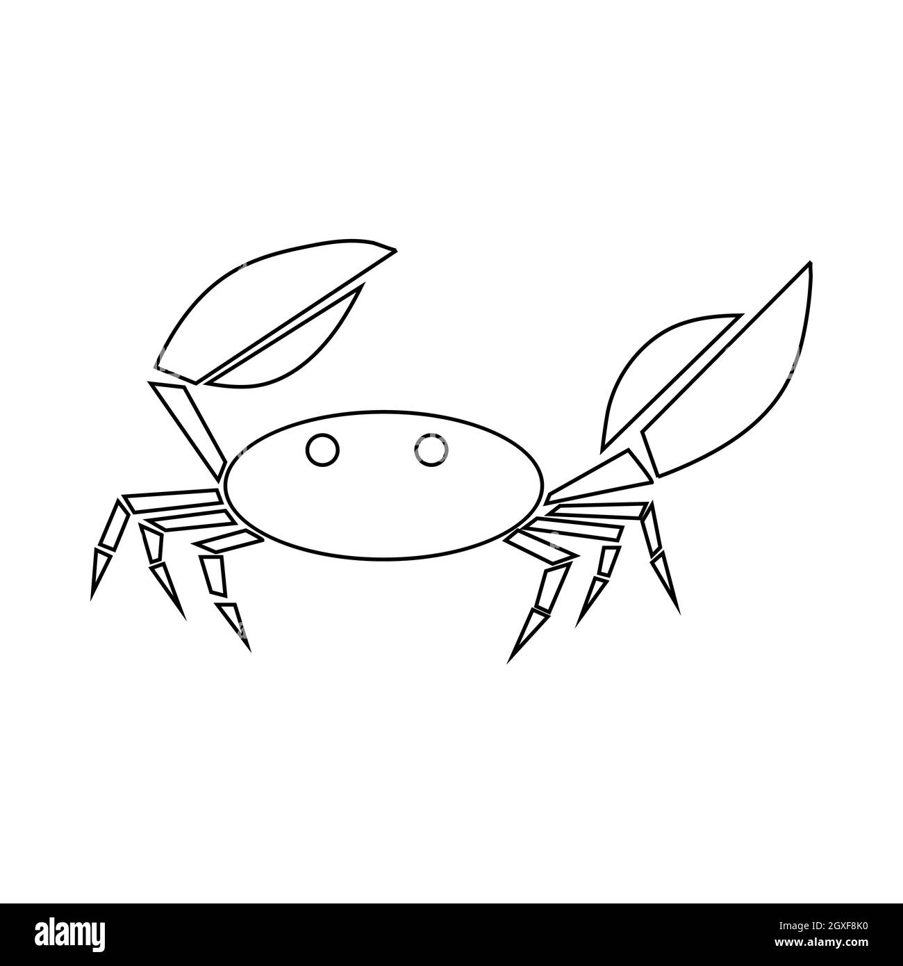 Icona di granchio in stile contorno isolato su sfondo bianco Foto Stock